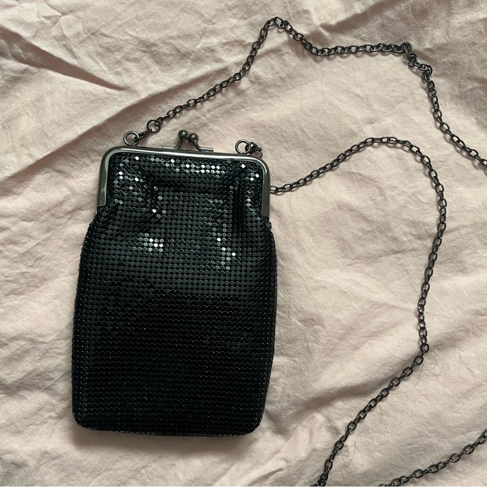 Black clutch bag with silver chain 
Evening Bag